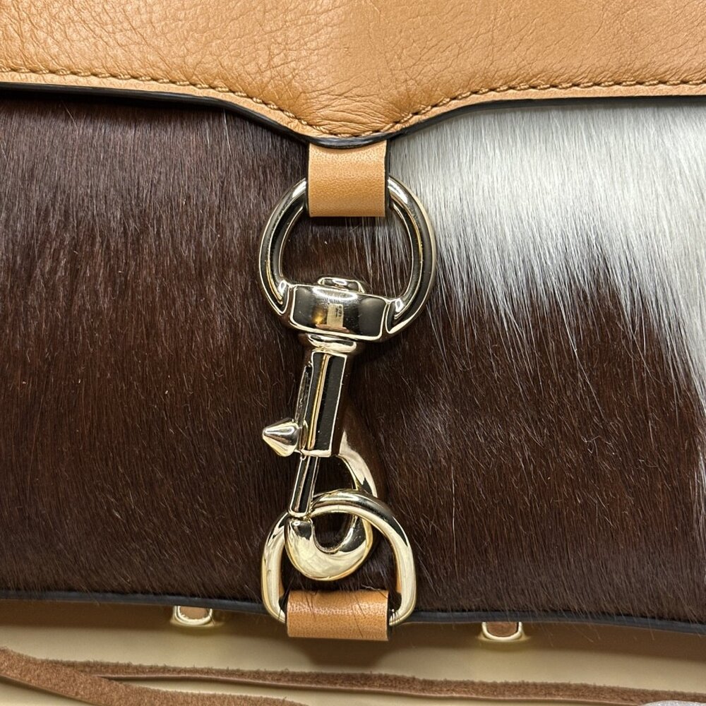 Rebecca Minkoff Haircalf/Sand Mini Mac Purse W/Leather & Gold Chain Strap - Picture 9 of 16
